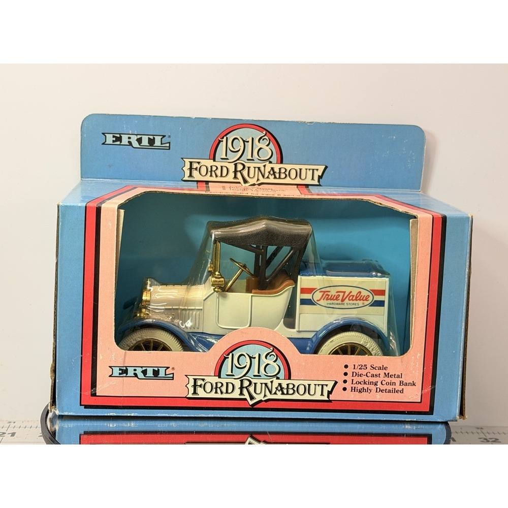 ERTL 1918 Ford Runabout True Value Hardware Die-Cast Metal Coin Bank #9366 NIB